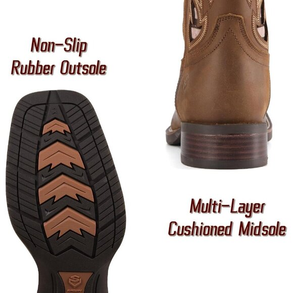 Men’s Brown Flag Square Toe Full Grain Leather Oil And Slip Resistant Flag Boots main image 5